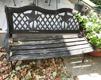 #48 As is Hampton Bay Iron bench needs slats 50" wide $40.00