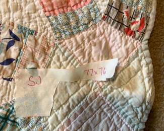 #73 Double Wedding Ring Quilt (full Size as is holes Stains) 77x76 $20.00