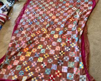 #74 Quilt Scrappy 9 patch (various fabrics) Quilt Top $30.00