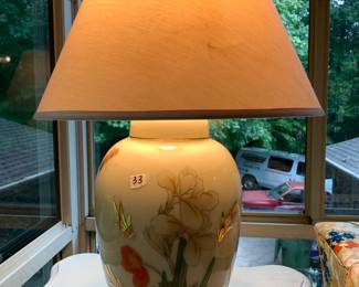 #33 Floral w/Gold Accent Lamp - 29" Tall $45.00