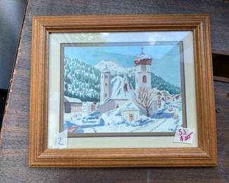 #12 Original Watercolor by Jane Reed of Temple in Snow Scene - 12x10 $20.00