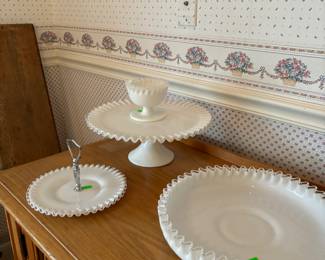 Large Fenton silver crest serving pieces