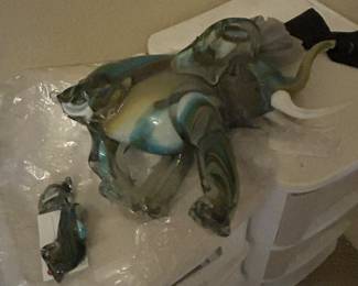 Blown glass elephant (broken, but all pieces accounted for)