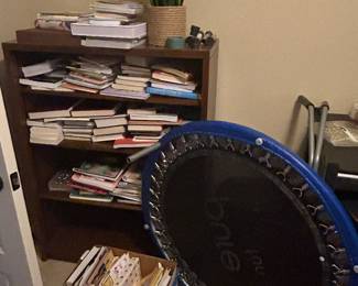 mini trampoline, books