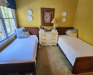 Adorable Twin Beds With Inlay Detailing