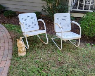 Vintage Metal Basketweave Chairs (pair available)