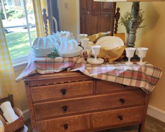 Vintage Dresser and Mirror with Barley Twist Details
