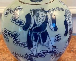 54 QingDynastyCeladonCobaltBlueGingerJar