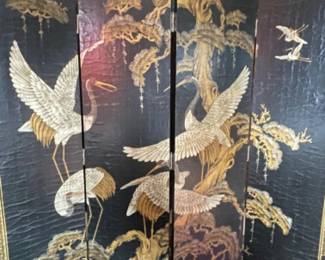 83 4PanelChineseCraneScreen