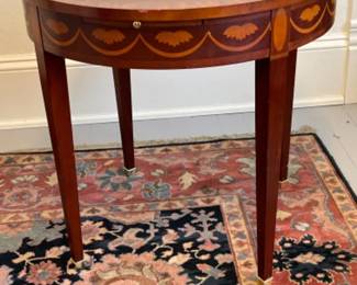 51 BakerFurnitureRoundSideTablewithInlayandDrawers