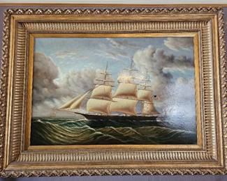 17 3MastedAmericanClipperShipAcrylicByDTayler