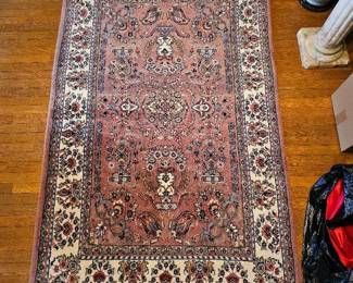 28 PinkCreamBlackWoolRug