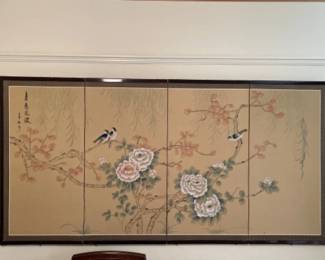 86 Japanese4PanelPaintedSilkWallArt