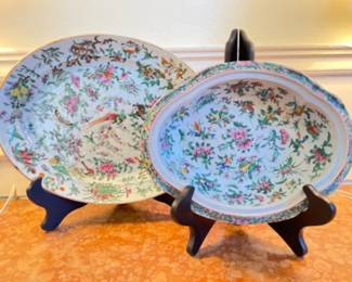 50 18thCCantonFamilleRosePorcelainPlatterandBowl