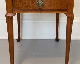 65 BakerFurnitureWalnutBurlWoodAccentTable