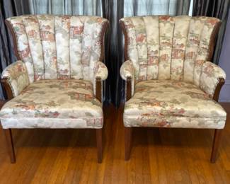 5 2ChannelBackSilkUpholsteredChairs