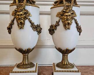 39 FrenchLouisXVIMarbleandBronzeGiltUrns