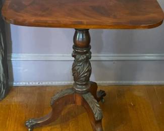 4 MahoganyTiltTopHandCarvedClawfootTable