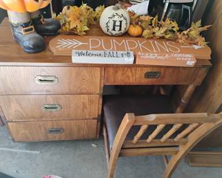 RETRO DIXIE CAMPAIGNER DESK AND CHAIR