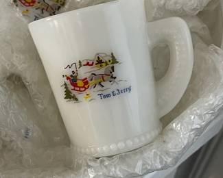 Currier & Ives Tom and Jerry punch bowl set; 10 mugs and matching bowl