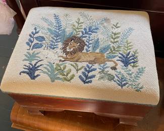 Needlepoint-topped stool