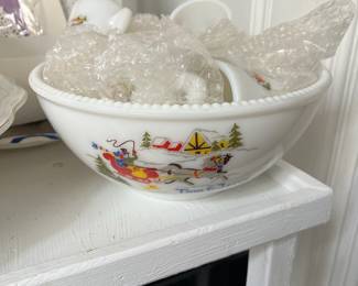 Currier & Ives Tom and Jerry punch bowl set; 10 mugs and matching bowl