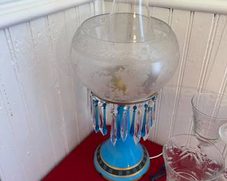 Oil lamp converted to electricity (has extra globe)