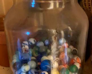 Bottle of old marbles