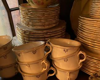White and Gold partial dinner service 24 dinner plates