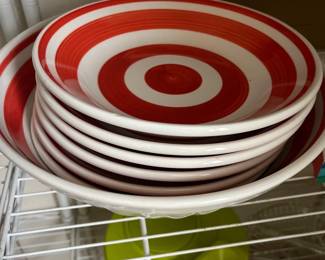 Red and White Striped Bowls 