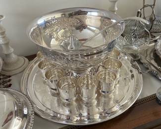 Silverplated Embossed Punchbowl Set 