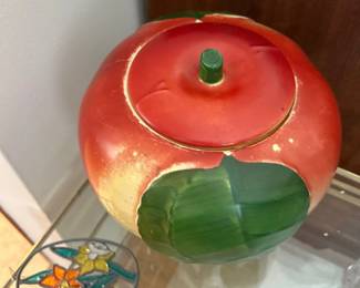 Vintage Ceramic Peach Cookie Jar with Lid 