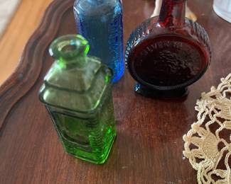 Vintage Glass Colored Bottles 