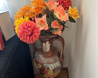 Vintage Clay Amphora Olympic Games Battle Ancient Greek Vase 