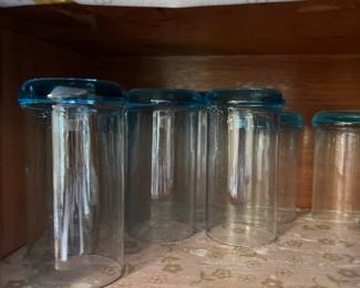 hollywood regencey blue glasses set 