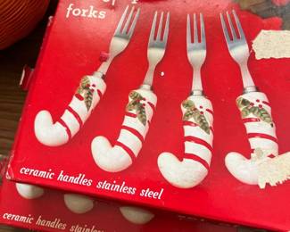 Set of 4 Christmas Candy Cane Forks 