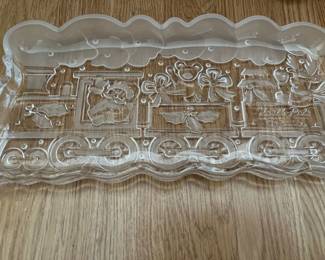 Gorham Crystal Christmas Tray North Pole Express 