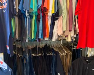 Men's clothing, sizes XL-XXL, brands like: eddie Bauer, Nike, adidas, Ralph Lauren, north face, carhartt, dkny, bostonian, ll bean, Columbia, nautica, vintage Burberrys tie, Ralph Lauren romance cologne, Sterling brooch, Oleg Cassini paper weight, Finland knife, Mickey Mouse watch 
