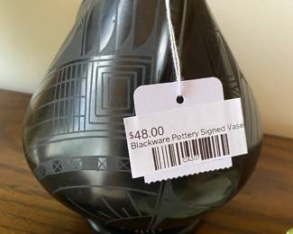 Blackware Pottery Signed Vase