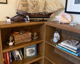 Carved Whale Sculpture, Brass Anchor Bookend