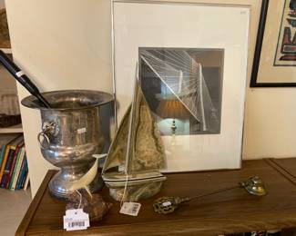 Carved Stone Sailboat, John Perry Whale Sculpture