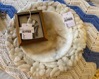 Creations by Nadine Butterflies, Floral Albaster Bowl