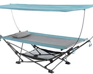 MacSports Collapsible Portable Folding Hammock with Removable Canopy (Teal)