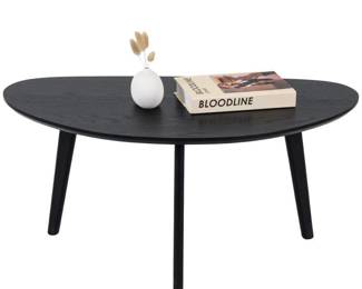 FIRMINANA Small Black Oval Coffee Table-Black-18.9 Inches D x 33.47 Inches W x 15.75 Inches H