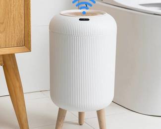 Uralfa Automatic Motion Sensor Bathroom Trash Can with Lid, White