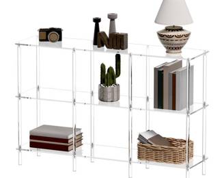CRTERICX Acrylic Horizontal Bookshelf, 11.8 Inch D x 47.2 Inch W x 31Inch H