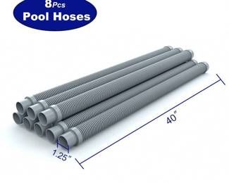 Poolvio Professional Swimming Pool Vacuum Cleaner Hose, 1.5in, 8 Piece