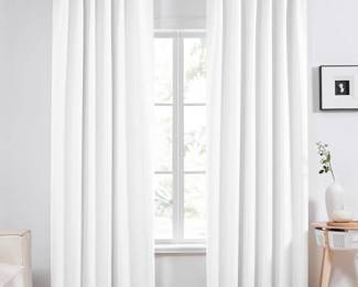 Deconovo Pure White Curtains for Living Room, 52x84 Inch, 2 Panels