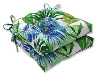 Pillow Perfect Tropic Floral Indoor/Outdoor Chairpad, 2 Pack