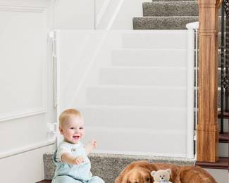 Retractable Baby Gates Extra Wide, Extends to 54 Inch Wide 34 Inch Tall